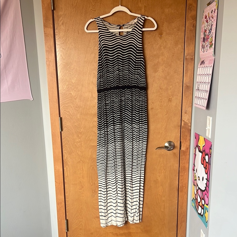 Navy and White Striped Maxi Dress